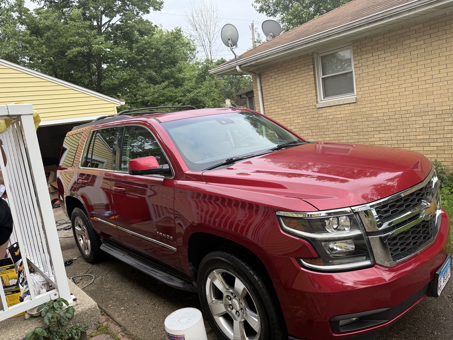 Red Chevrolet Tahoe after exterior detailing