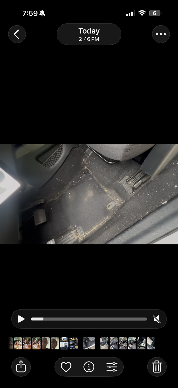 Vehicle floor before interior detailing